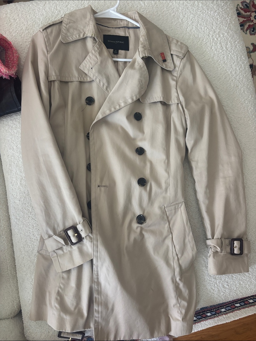 Banana Republic Men's Tan Double-Breasted Trench Coat
